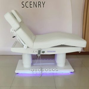 Stainless Steel White Base with Foot Control Heating Beauty Massage Be... - Massage Bed | Nova Spa Equipment