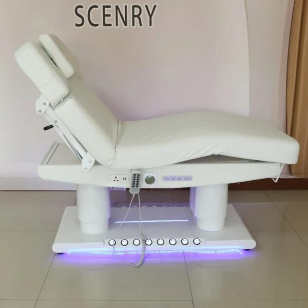 Stainless Steel White Base with Foot Control Heating Beauty Massage Be... - Massage Bed | Nova Spa Equipment