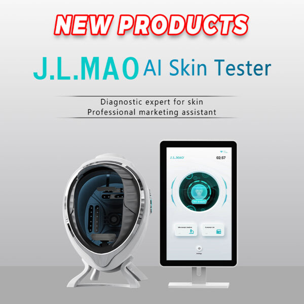 AI-based skin analyzer with adjustable table for professional facial skin analysis