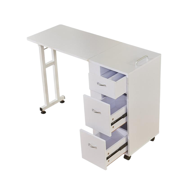 5 Painted finish manicure table with multiple drawers for salon use - Nova