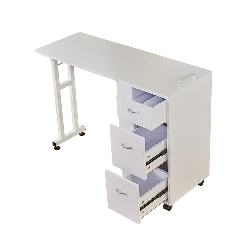 Painted finish manicure table with multiple drawers for salon use - Nova