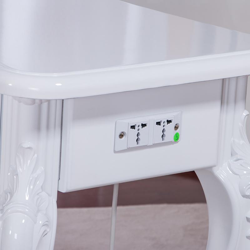6 Elegant white vanity style nail desk with garden floral carving - Nova