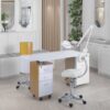 Complete manicure table set with chair and magnifying lamp for salon - Nova