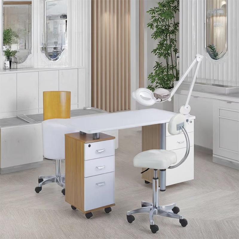 6 Complete manicure table set with chair and magnifying lamp for salon - Nova