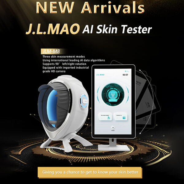 AI-based skin analyzer with adjustable table for professional facial skin analysis