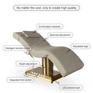 Salon Shop Furniture 3 Motors Electric Massage Table Bed Luxury Gold B... - Massage Bed | Nova Spa Equipment