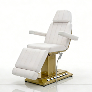 Gold Stainless Steel Base Foot Control Salon Cosmetic Facial Bed Moder... - Head Spa Bed | Nova Spa Equipment