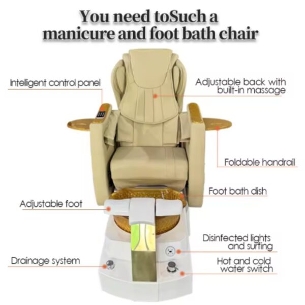 主图-3 Leather massage foot bath pedicure chair with customizable colors for nail salon