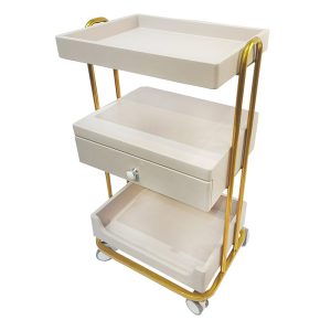 Metal Salon Trolley - Makeup Salon Equipment Gold Pink Silver by Nova