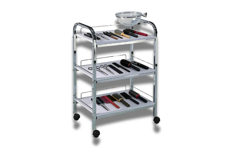salon rolling cart storage solution for improving workflow efficiency