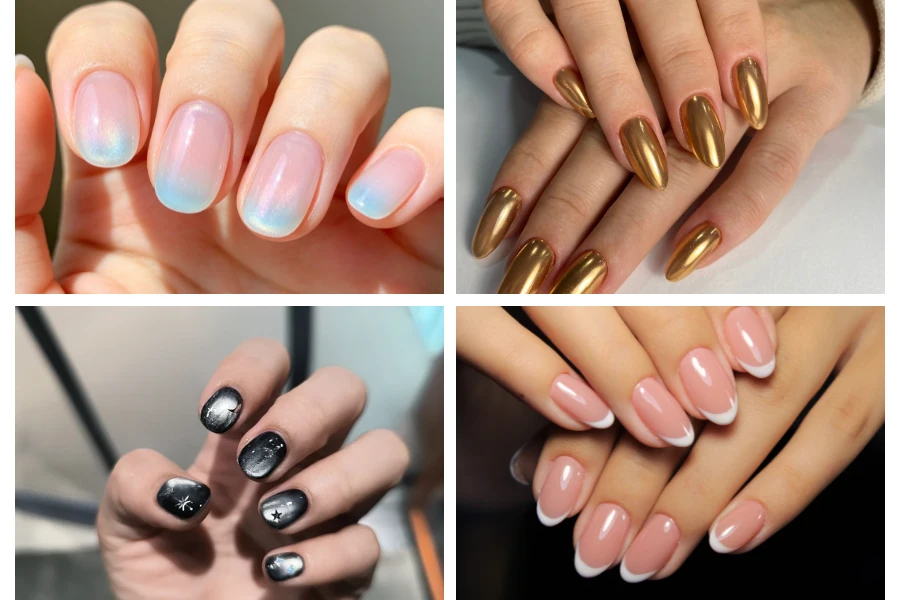 nail trends 2026 featuring minimalist jelly magnetic and chrome nail designs