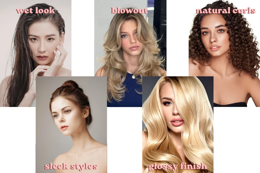 hair styling trends 2026 including blowout wet look and natural texture