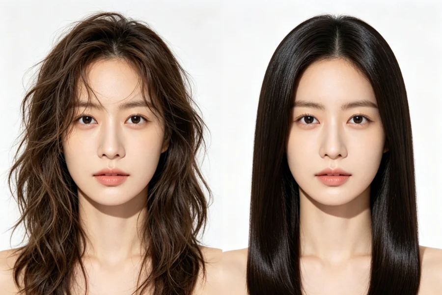 keratin treatment before and after results showing reduced frizz and smoother hair
