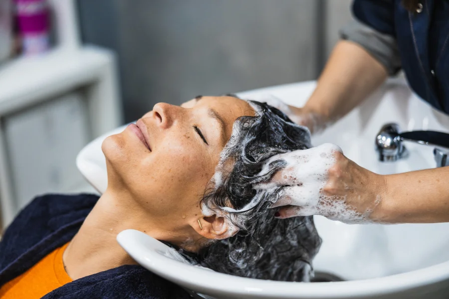 head spa services training in a modern salon setup