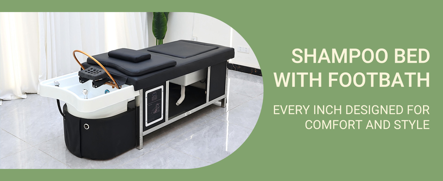 Head Spa Equipment with Footbath & Fumigation, Massage Bed with Water Circulation, Shampoo Bed for Barbershop, Salon Station, Massage Parlor, Pedicure Shop, Wellness Resort