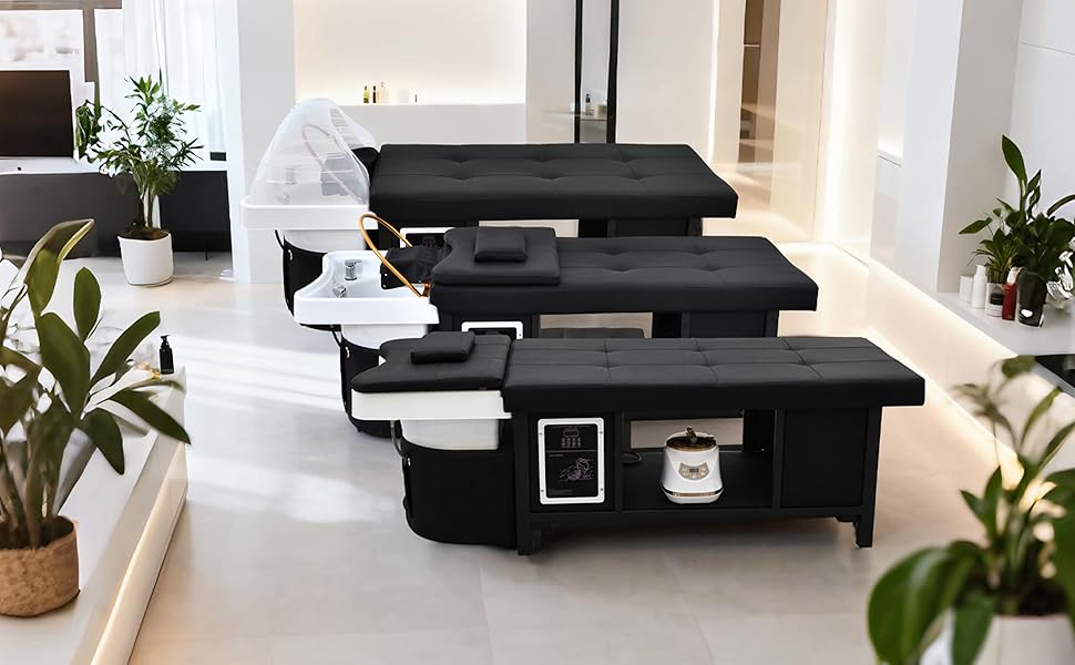 Massage Table with Head Spa Equipment, Massage Bed with Shampoo Bowl, Head Spa Bed with Metal Frame, Headrest, Smart Touch, Steam & Water Circulation for Beauty Salons, Luxury Spas(No Foot Bath)