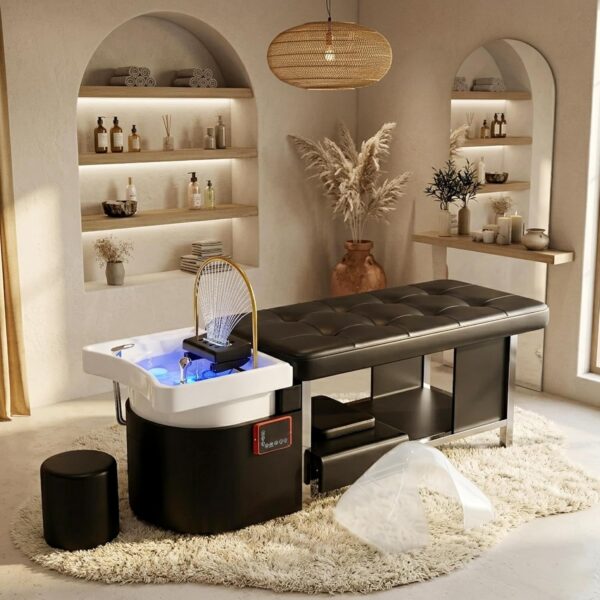 1-184 Japanese head spa bed with water circulation, steam and 7-color light therapy shampoo station