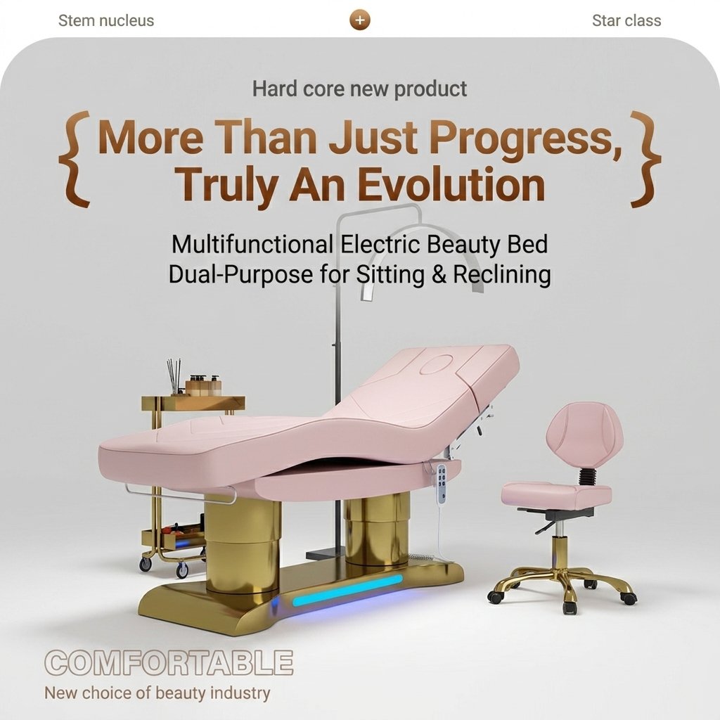 Wholesale Wide Massage Bed Height Adjustable 4-motor Table Beauty Bed Memory Foam Facial Chair Facial Bed Beauty Parlour Salon