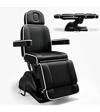 Lexdiwer Whole Piece Fully Electric Facial Massage Bed with 3 Motors for Esthetician, Electric Tattoo Chair for Client, Facial Bed for Esthetician, Electric Adjustment (White)