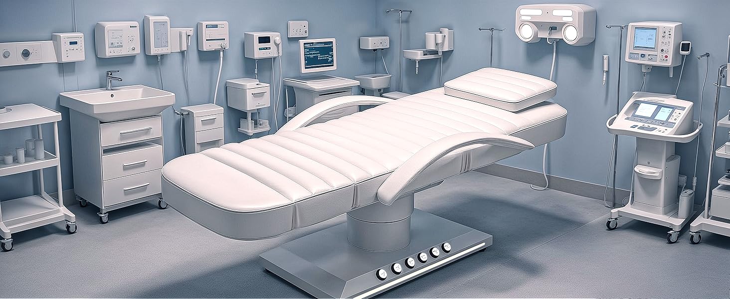 Electric Massage Table with LED Light, Adjustable Facial Bed with Foot Control for Spa, Tattoo, Waxing, and Eyelash Extension, Removable Headrest and Armrest, 90° Back & Leg Adjustment (White)
