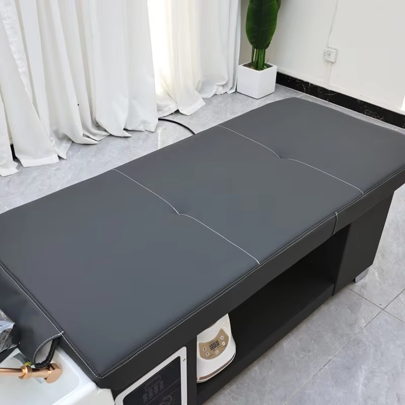 Beauty Salon Luxury Head Spa Equipment Black Shampoo Bed Water Therapy Hair Washing Basin Bed With Water Circulate