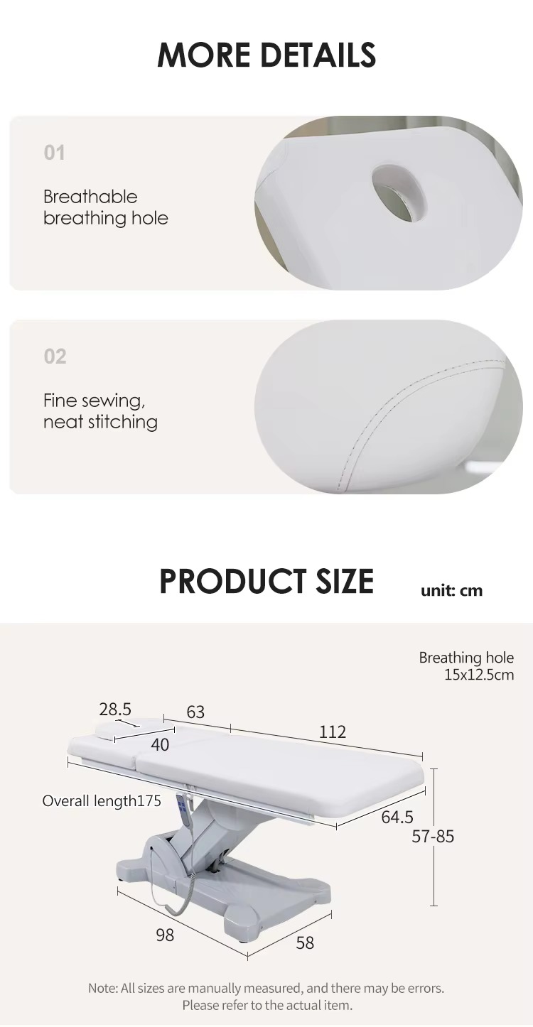 Massage Table Modern 2 Motors White Leather Salon Facial Spa Bed Luxury Electric Control Cosmetic Eye Lash Bed for Sale