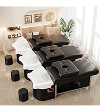 Baasha Luxury Japanese Head Spa Bed with Water Circulation & Steam, 7-Color Light Therapy Table, All-in-One Shampoo Station for Hair Salon, Spa & Home Estheticians, High-Density Memory Foam