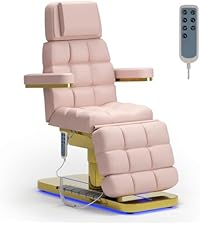Lexdiwer Whole Piece Fully Electric Facial Massage Bed with 3 Motors for Esthetician, Electric Tattoo Chair for Client, Facial Bed for Esthetician, Electric Adjustment (White)