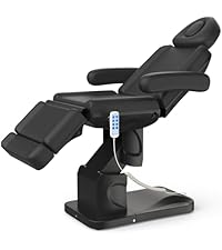 3 Motor Electric Esthetician Bed, Fully Electric Facial Chair with Adjustable Height, Backrest and Footrest, Spa Chair with Armrest & Heavy Duty Base, PU Leather for Spa, Tattoo, Eyelash and So On