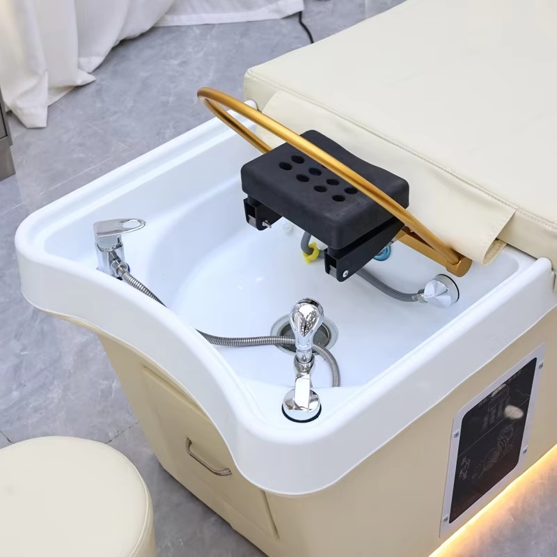 Modern Design Ergonomic Japanese Head Spa Thai Massage Bed with Durable Curved Basin for Salon