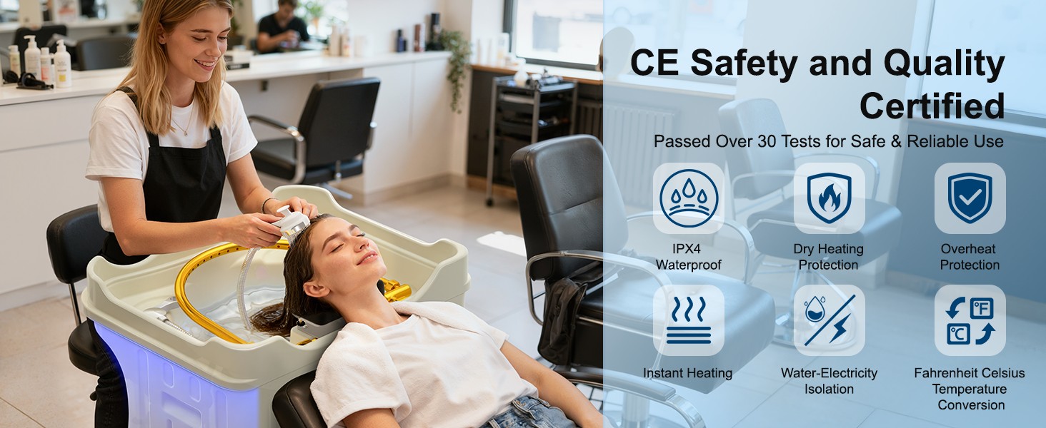 TooMiMo Japanese Head Spa Equipment, Portable Bed with Height-Adjustable Water Circulation, 58% Energy Saving (1600W), IPX4 Protection, 25L Waste Tank for Home Salon Scalp Care