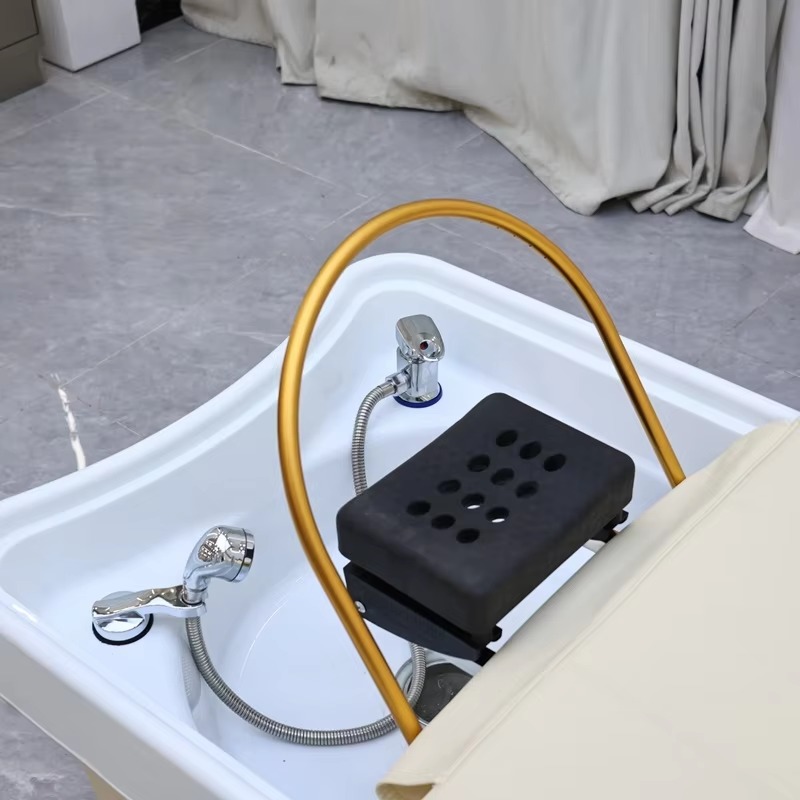 Modern Design Ergonomic Japanese Head Spa Thai Massage Bed with Durable Curved Basin for Salon