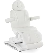 BarberPub Full Electrical 4 Motor Facial Beauty Bed with Hand Foot Control, Leather Massage Bed, Procedure Spa Chair, 400 lbs Capacity, 3 Preset Positions 2119 (White)