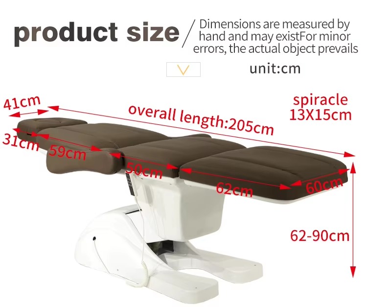 Multifunction Beauty Salon Equipment Brown PVC Leather 3 Motor Reclining Electric Massage Facial Table Spa Bed for Sale