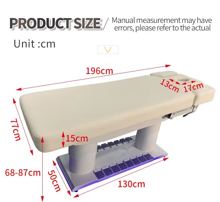 White 4 Motor Electric Adjustable Beauty Saloon Eyelash Bed Heavy Duty Foot Control Threapy Cosmetic Facial Salon Massage Table