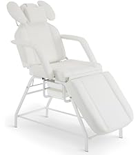 BarberPub Full Electrical 4 Motor Facial Beauty Bed with Hand Foot Control, Leather Massage Bed, Procedure Spa Chair, 400 lbs Capacity, 3 Preset Positions 2119 (White)