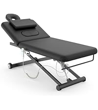 3 Motor Electric Esthetician Bed, Fully Electric Facial Chair with Adjustable Height, Backrest and Footrest, Spa Chair with Armrest & Heavy Duty Base, PU Leather for Spa, Tattoo, Eyelash and So On