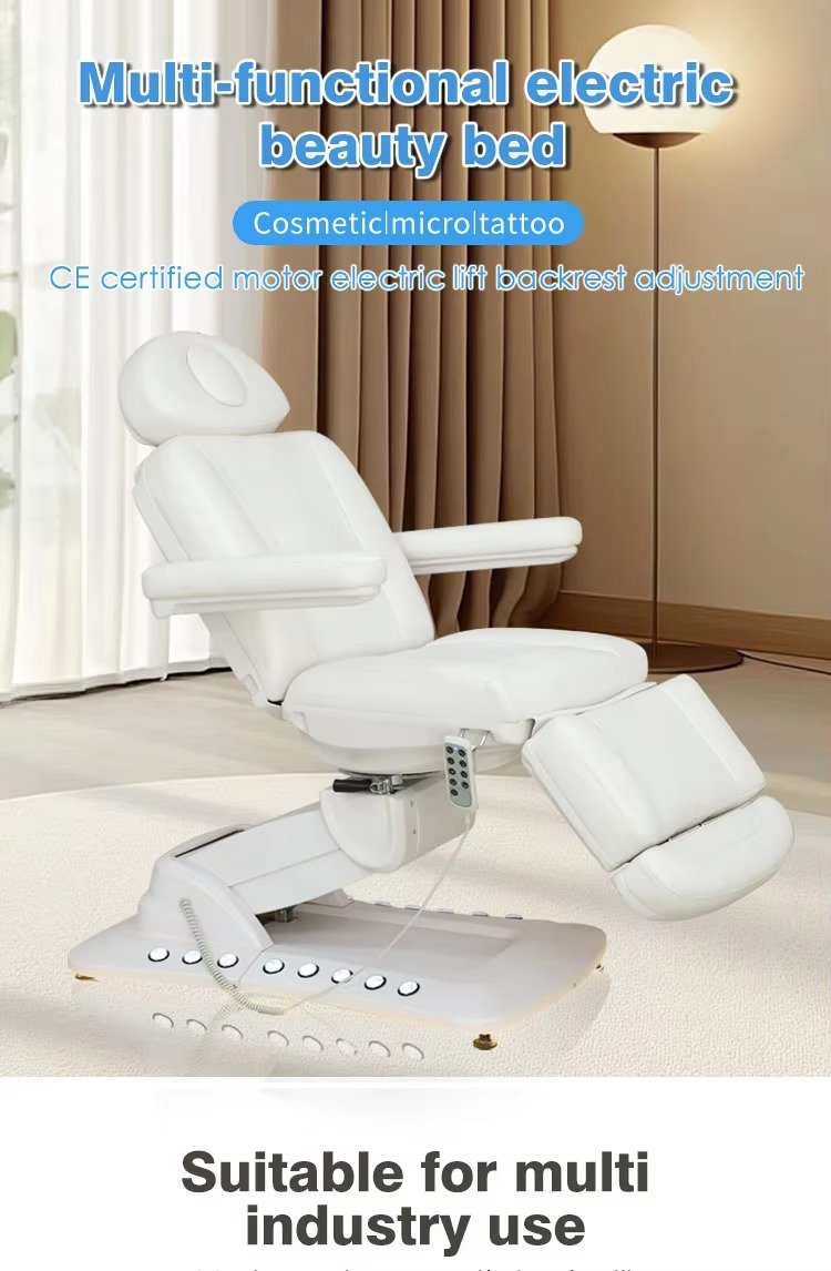 High Quality Salon Furniture 4 Motors Electric Rotating Cosmetic Clinic Bed Luxury Led Lights Massage Table and Bed