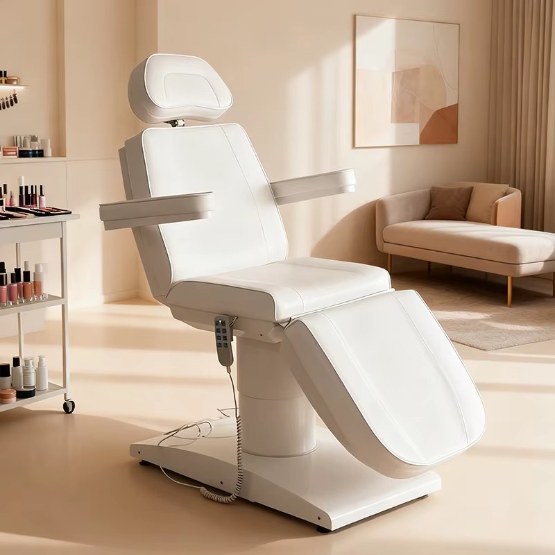 Moderrn Beauty Salon Furniture Full White 4 Motors Electric Facial Spa Massage Table Luxury Adjustable Rotation Cosmetic Bed