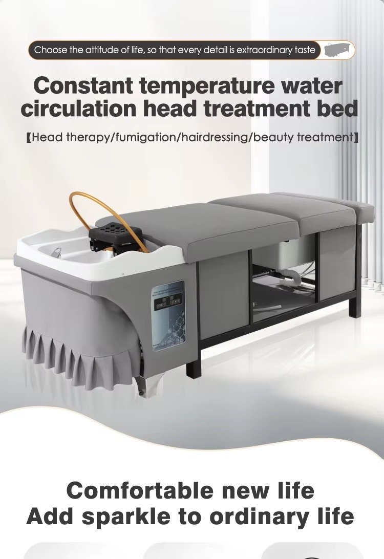 Wholesale Barber Shop Furniture Lay Down Head Spa Therapy Washing Bed Modern Thai Style Massage Shampoo Chair With Foot Bath