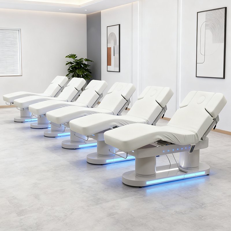 Salon Furniture White Eyelash Facial Spa Massage Bed Luxury 4 Motors E... - Medical Treatment Bed | Nova Spa Equipment
