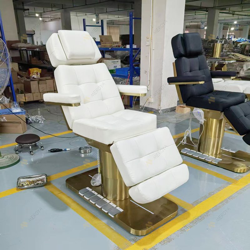 White Gold Beauty Salon Furniture 3 Motors Massage Table and Bed Luxur... - Massage Bed | Nova Spa Equipment