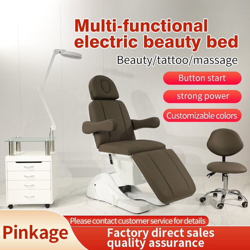 Multifunction Beauty Salon Equipment Brown PVC Leather 3 Motor Reclini... - Massage Bed | Nova Spa Equipment
