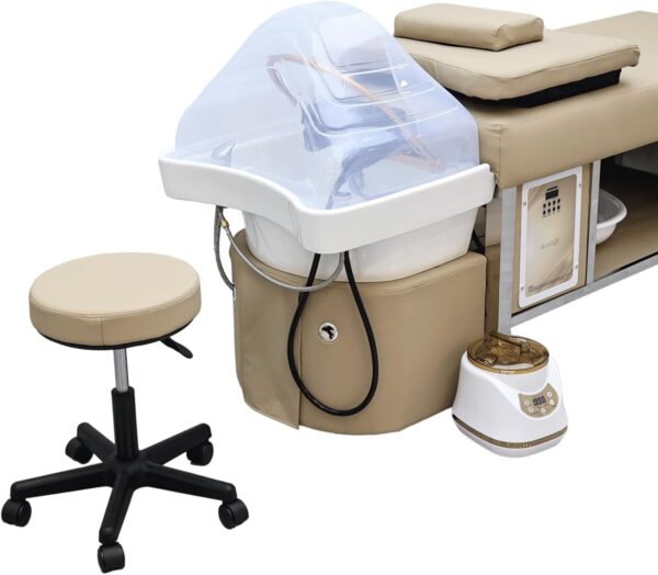 Head spa bed with U-shape water massage shampoo backwash unit