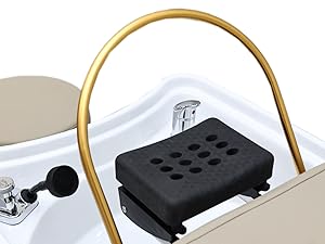 DERMALOGIC Metro Head Spa Bed, U-Shape Water Massage Shampoo Backwash Unit with Cover Pillow, Spa Resort Hair Salon Equipment, Khaki