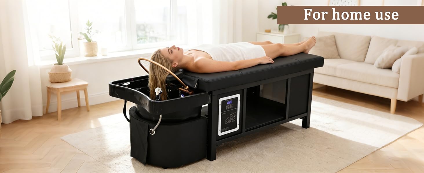 Nykto Head Spa Bed Head Spa Equipment with Steamer & Water Circulation System, Shampoo Bed Scalp Care Massage Table for Barbershop, Salon Station, Massage Parlor