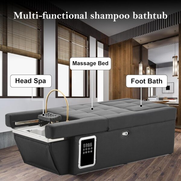 Massage bed with shampoo bowl, professional head spa and backwash station