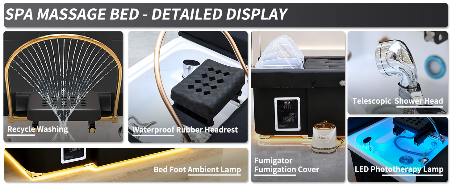 Electric Lifting Shampoo Bed, Japanese Head Spa Equipmen, Head Spa Bed, With Water Circulation, Fumigation, Foot Bath Spa for Salons & Spas