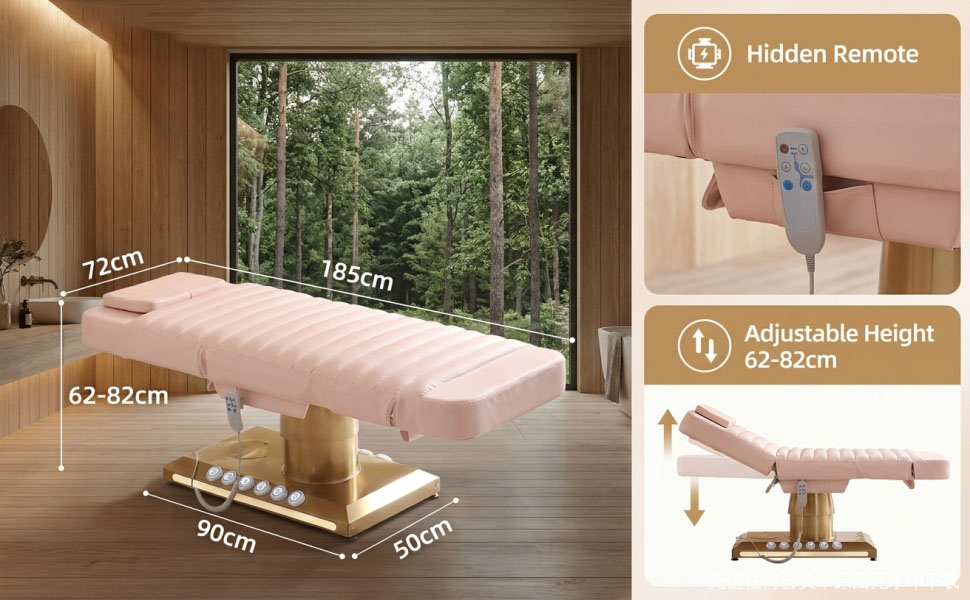 Electric Beauty Bed for Spa,Fully Motorized Facial & SPA Massage Table Adjustable Height,Backrest & Leg Rest Control Via Remote Or Foot Pedal for Salon-Style Eyelash Application,Green