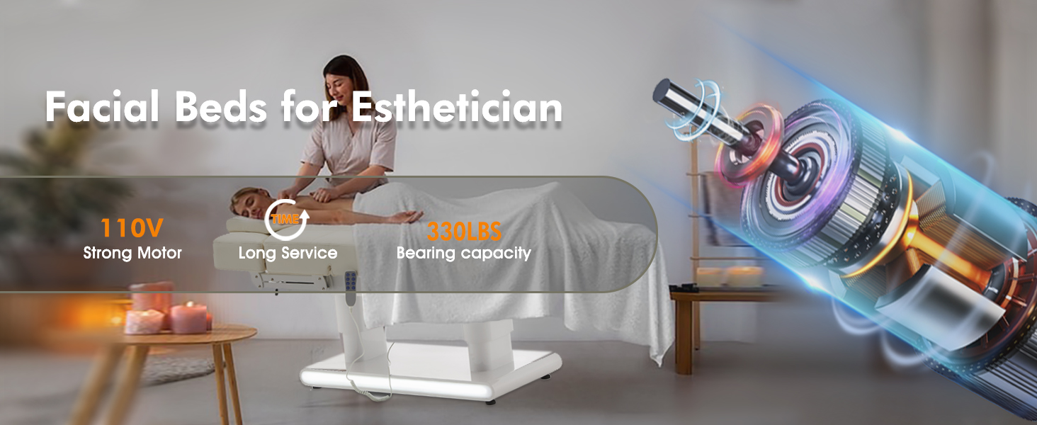 Artist hand 3 Motor Full Electric Spa Facial Beauty Bed Tattoo Medical Treatment Table Aesthetic Chair with Thermal Heated & Armrest for Salon Esthetician Doctor Podiatry